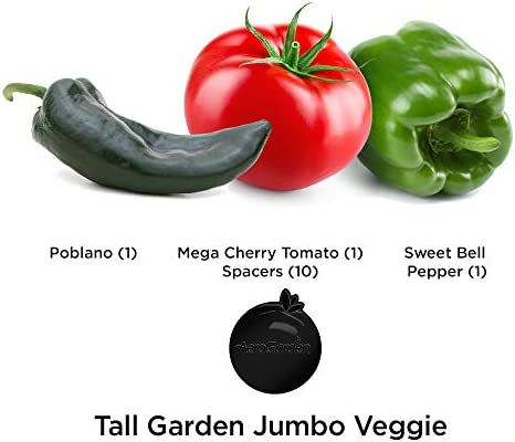 AeroGarden Jumbo Veggies Seed Pod Kit - Mega Cherry Tomato, Poblano Pepper, and Sweet Bell Pepper Seed Pods for Tall Gardens