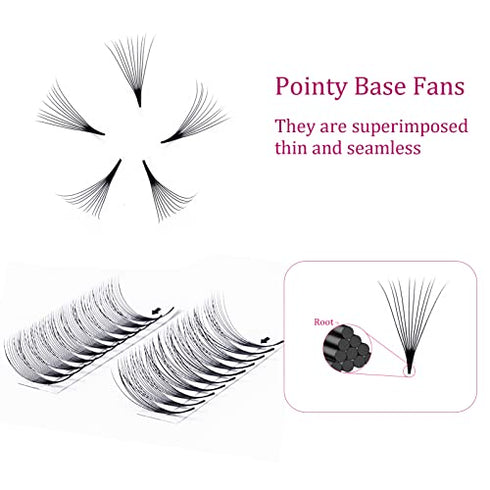 Lash Extensions Premade Fans 10D 0.07 D Curl Volume Lash Extensions Lash Fans 11mm Short Stem Volume Fans Eyelash Extensions Supplies (10D-0.07-D, 11mm)