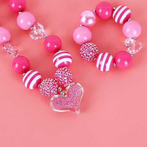 3 otters Little Girls Necklace Bracelet, Bead Necklaces for Toddler Necklace and Bracelet Set, Easter Basket Stuffers/Fillers, Party Favor, Classroom Prize Supplies