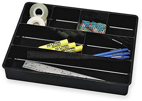 Rubbermaid Extra Deep Desk Drawer Director Tray, Plastic, 11.875 x 15 x 2.5 Inches, Black