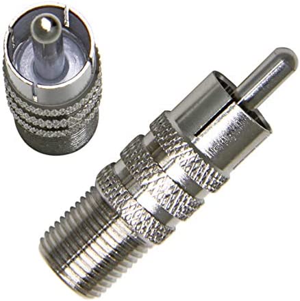 Coax to RCA Adapter, 2-Pack F Female to RCA Male Convertor, Coaxial Cable Connector for Subwoofer, Receiver, Game Console, TV, Monitor