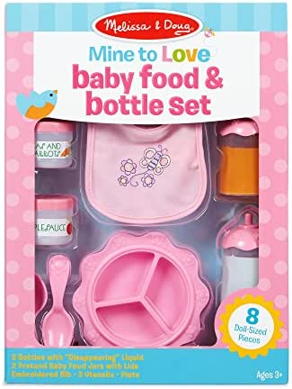 Melissa & Doug Mine to Love Time to Eat Doll Accessories Feeding Set (8 pcs) , Pink