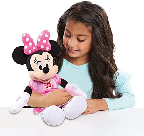 Disney Junior Mickey Mouse Funhouse Singing Fun Minnie Mouse 13 Inch Lights and Sounds Feature Feature Plush, Sings Bowtoons Theme Song, by Just Play