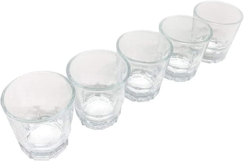 Korean Soju Shot Glass Set 5 Piece Clear Glasses Heavy Base with Hard Case Cup 1.7 Ounce Dishwasher Safe Clarity Glassware for Whiskey Tequila Sake Vodka Alcohol Liquor Gift Party Decoration