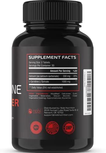 L-Carnitine Fat Burner | Healthier Weight Loss for Women & Men | Diet Pills Appetite Suppressant Carb Blocker Metabolism & Thermogenic Booster by Nobi Nutrition