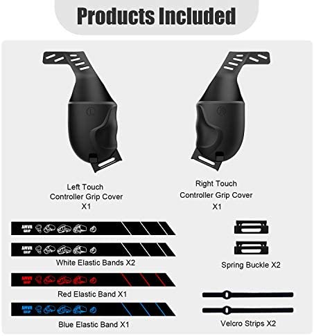 AMVR Controller Grips for Oculus Quest 2, Controller Protector Cover with Anti-Throw Adjustable Knuckle Straps (Black)