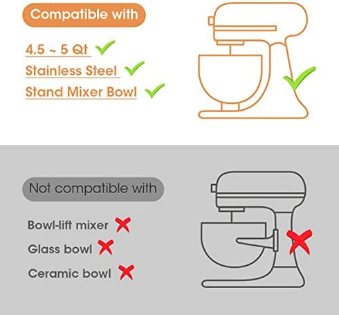 AIEVE Mixer Bowl Covers for KitchenAid 4.5-5 Qt Tilt-Head Stand Mixer, 2 Pack Stand Mixer Bowl Cover Mixer Splatter Guard Mixer Bowl Lids Compatible with Kitchen aid Mixer Kitchenaid Classic