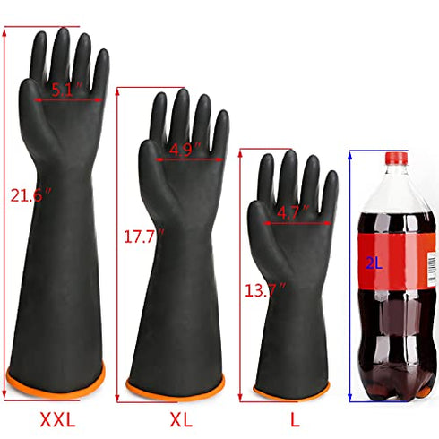 Chemical Resistant Rubber Gloves, ENPOINT Waterproof Heavy Duty Industrial Natural Latex Safety Work Glove Reusable Forearm Protection, Chemical/Mechanical/Oil/Acid/Alkali Resistant, 1 Pair XXL