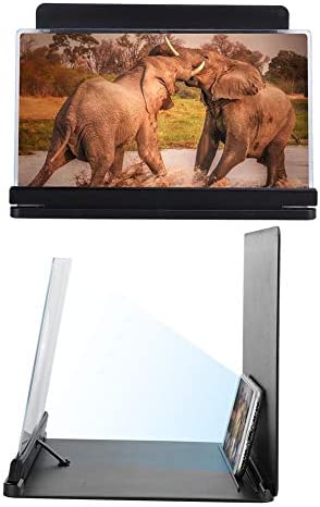 12’’ Screen Magnifier for Smartphone, Foldable HD Mobile Phone Screen Magnifier Phone Magnifying Screen Smartphone Magnifier for Viewing TV Projection Multi-Functional Phone Bracket Holder(Black)
