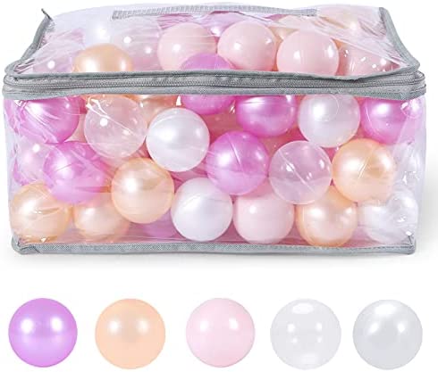 Ball Pit Balls - Pack of 100 - Pearl 5 Pestel Colors BPA&Phthalate Free Pit Balls Crush Proof Play Ball Soft Plastic Ball for Girl Boy Kids Birthday Pool Tent Party (100Balls).