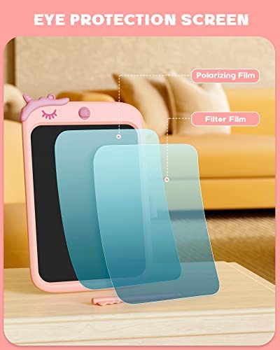 bravokids Toddler Girl Unicorn Toys Gifts - 10" LCD Writing Tablet Kids Doodle Board Drawing Learning Sensory Toys Kids Christmas Birthday Gifts for 3 4 5 6 7 8 Year Old Girls Boys (Pink)