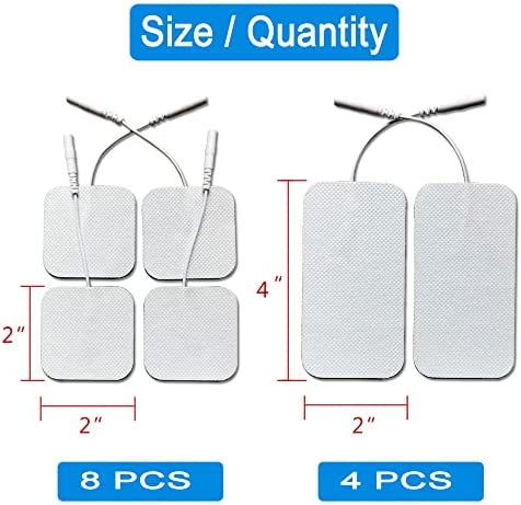 TENS Unit Replacement Pads - Compatible with AUVON and TENS 7000 Unit - Durable Self-Adhesive Electrodes Pads Combo 12 Pcs 2"X 2" and 2"X 4", Latex-Free for Lower Back and Multiple Pain Relief