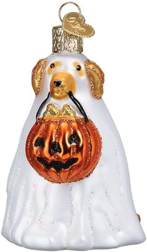 Old World Christmas Trick or Treat Pooch Glass Ornament Free Box 26088