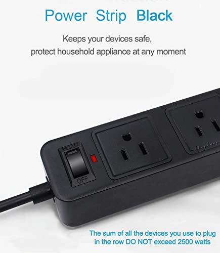 2 Prong Power Strip, Surge Protector 2 Prong with 3AC Outlets and 4 USB Charging Ports, 6.6ft Long 2 Prong to 3 Prong Extension Cord for Smartphone Home Office Desktop, Black
