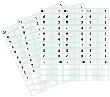 Redi-Tag Pre-Printed 1-10 Index Tabs, Permanent Adhesive, 7/16" x 1", 104 Tabs Per Pack, White with Black Print, 1-Pack (31001)