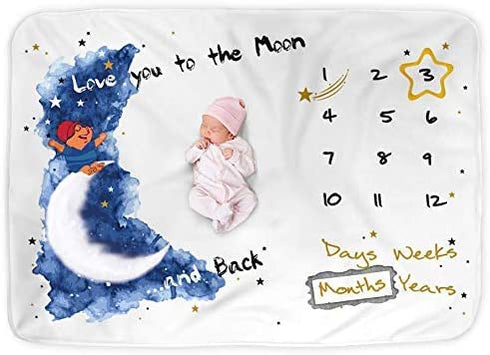 Miles&Molly Baby Monthly Milestone Blanket Boy | New Baby Boy Gifts for Baby Shower, Nursery Decor Baby Shower | Newborn Baby Mounth Blanket | Baby Boy Blanket, Baby Boy Gift 60x40