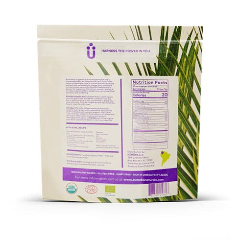 KUMUBA Organic Acai Powder, 4 Oz - Freeze-Dried | Antioxidants | Omega Fats | Superfood | gluten free | KUMUBA | Plant based | Sustainable agriculture | Berries | Smoothie | Acai Berry Plant