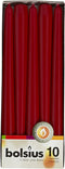 BOLSIUS 10 Pack Unscented 10 Inch Dark Red Household Taper Candles - 7.5 Hour Burning Time - Premium European Quality - Smokeless Dripless Taper Candlesticks - Perfect for Church, Party, and Everyday