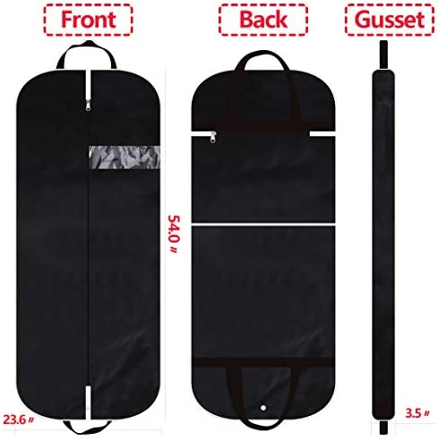 DIOMMELL 54" Garment Bag with Extra Large Pockets for Travel, Gusseted Suit Cover Mens Womens Foldable Hanging Bags for Clothes Shirts Dresses Coats