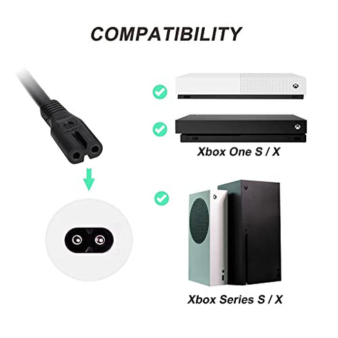 AC Power Cord Compatible with Xbox One S, Xbox One X , Xbox Series X , Xbox Series S Power Cable Replacement