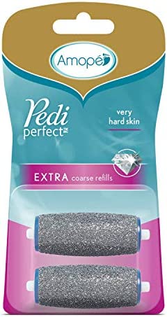 Amope Pedi Perfect Electronic Foot File Refills, Extra Coarse Rollers for Feet, Removes Hard and Dead Skin - 2 Count