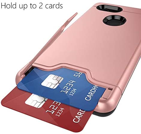Teelevo Wallet Case for Google Pixel 3, Dual Layer Case with Card Slot Holder and Integrated Kickstand for Google Pixel 3 - Rose Gold