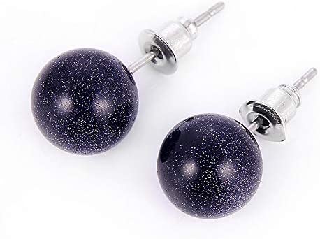 YEYULIN 7pairs Natural Gemstone Ball Stud Earrings Amethyst Rose Quartz Agate Crystal Earring Jewelry for Womens Girls