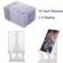 Tpoael Cards Sleeves Top Loaders 10 Hard Acrylic Card Protector Clear Card Brick + 2 Display Stand Fit for Trading Cards,Standard Sports Cards,Baseball Card Holder Cases Collectibles White