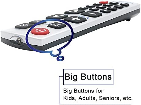LuckyStar Big Button Universal Remote Control A-TV2, Initial Setting for Lg, Vizio, Sharp, Zenith, Panasonic, Philips, RCA - Put Battery to Work, No Program Needed