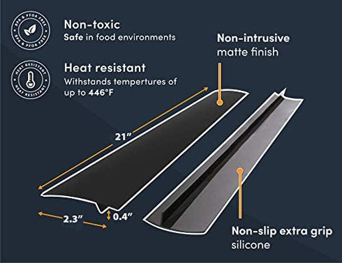 Linda's Essentials Silicone Stove Gap Covers (2 Pack), Heat Resistant Oven Gap Filler Seals Gaps Between Stovetop and Counter, Easy to Clean (21 Inches, Black)