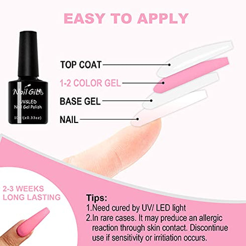 NAILGIL Gel Nail Polish Set- Pastel Gel Polish Kit Pink Yellow Orange Collection Autumn Winter Gel Polish Nail Art Valentine Gift