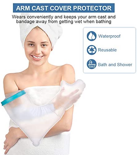 Adult Arm Cast Covers for Shower, Full Arm Cast Sleeve Bag Waterproof Arm Cast Sealed Protector to Keep Wound and Bandage Dry, Fits Broken Arm Elbow Wrist Hand(23.6 inches)