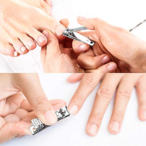 12 Pieces Stainless Steel Nail Clipper Bulk Pack Set Silver Nail Cutter Fingernails and Toenail Clipper Cutter for Women Men