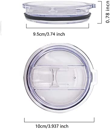 2 Replacement Lids for Stainless Steel Tumbler Travel Cup - Fits OF Inner diameter 3.7 to 3.74 INCH Yeti Rambler and others (Transparent) (30 OZ)
