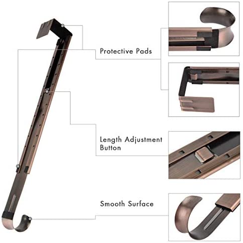LBSUN Wreath Hanger, Adjustable Over The Door Wreath Hanger Wreath Holder Wreath Hook for Door Christmas (Bronze,20 lbs)