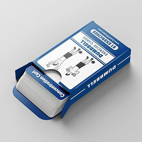 Dumbbell Exercise Cards - Fitness Playing Cards With Over 50 Dumbbell Workouts - 2.5" x 3.5" (Standard Playing Card Size)