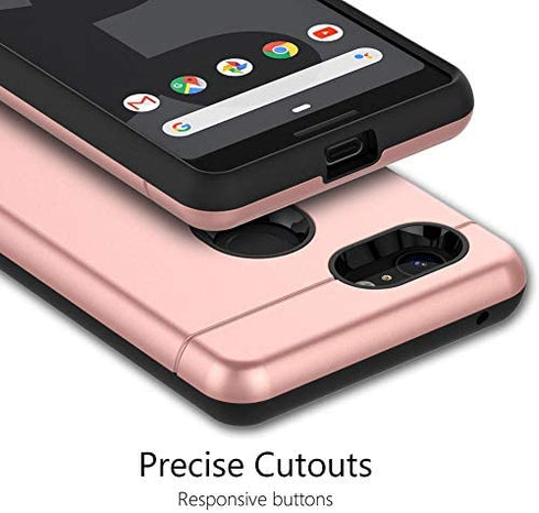 Teelevo Wallet Case for Google Pixel 3, Dual Layer Case with Card Slot Holder and Integrated Kickstand for Google Pixel 3 - Rose Gold