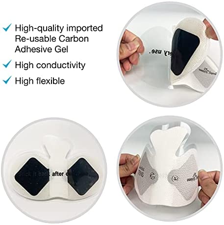 Easy@Home Tens Unit Wireless Electrode Pads Self Stick Carbon Pads, 4 Pack 6.5" x 3" Reusable - Non Irritating Design Pulse Massagers Replacement, 2 Pads per Pack, ETP015