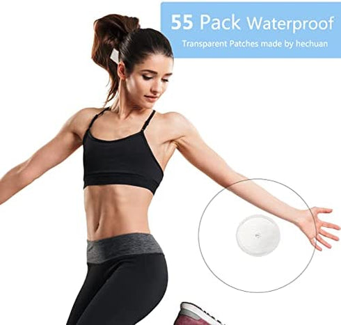 Freestyle Sensor Covers for Libre 1/2/3, 55 Pack Waterproof Adhesive Patches,Transparent Tape Long Lasting-Without Hole-HECHUAN