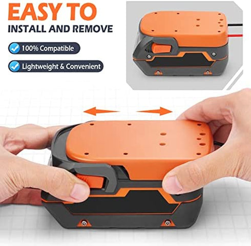 Ecarke Power Wheels Battery Adapter for Ridgid AEG 18V Hyper li-ion Battery DIY Dock Power Connector Battery Converter 12 Gauge Robotics for RC Toy Car Truck,e-Bike?with Wire Terminals?