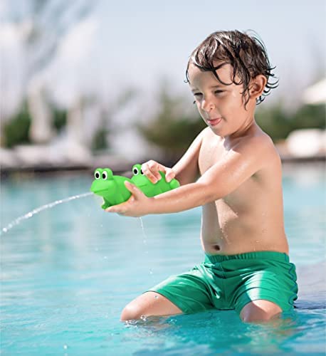DolliBu Frog Bath Buddy Squirter - Floating Green Frog Rubber Bath Toy, Fun Water Squirting Bathtime Play For Toddlers, Cute & Soft Animal Toy For The Bathtub, Beach & Pool for Girls & Boys - 3 Inch