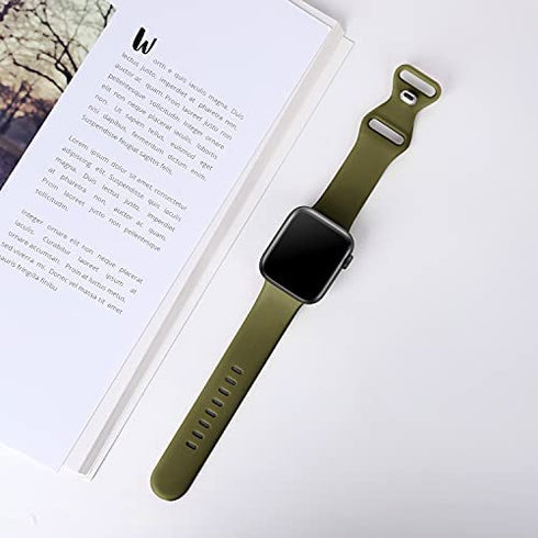 Distore Bands Compatible with Apple Watch 38mm 40mm 41mm 42mm 44mm 45mm, Soft Silicone Replacement Sport Strap Wristbands for iWatch Series 8/7/6/5/4/3/2/1 SE Women Men, Olive Green