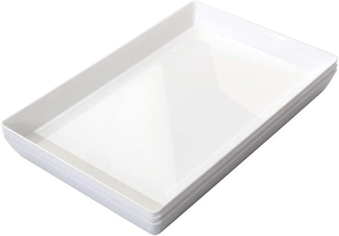 Avant 15" x 10" Plastic Serving Tray | Perfect for Serving Appetizers, Snacks, and Desserts, Creating Charcuterie Trays, Sorting Puzzle Pieces, Crafting and More | Set of 3 White