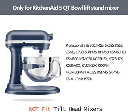 5QT Flex Edge Beater for KitchenAid Bowl-Lift Stand Mixer,5 Quart Flat Beater Paddle Replacement Asseccories Attachments with Flexible Silicone Edge Bowl Scraper