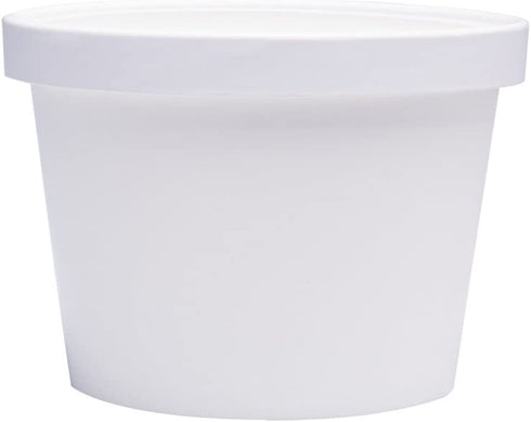 Belinlen Paper Ice Cream Cups with Paper Lids, Paper Hot/Cold Soup Cups with Lids (White) (40, 8 oz)