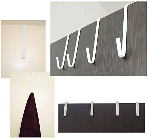 12 Pack White Smart Over The Door Hook,2 Side Metal Z Hooks,S Hooks for Hanging Coats,Bags,Towels for Bathroom,Kitchen,Office
