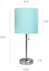 Limelights LT2024-AQU Stick Charging Outlet Table Lamp, Brushed Steel Base/Aqua Shade