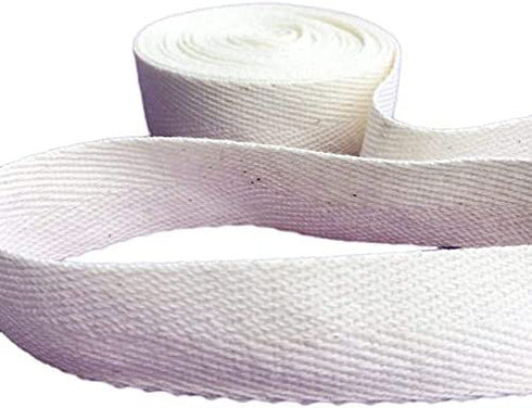 1" Inch X 5yards Cotton Strap Webbing Off White Beige Herringbone Pattern Handle Tote Bag Purse Luggage Belt Strapping - Fabric Twill Tape Ribbon Sewing DIY Gift Wrapping Home Decoration