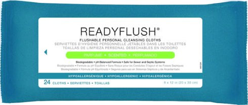 3 Pack Medline ReadyFlush X-Large Premoistened Personal Hygiene Flushable Wipes,8 x 12 in, 3 Refill Packs of 24 Cloths Each