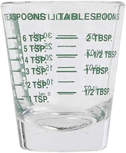 Kolder Mini Measure Heavy Glass, 20-Incremental Measurements Multi-Purpose Liquid and Dry Measuring Shot Glass, Green